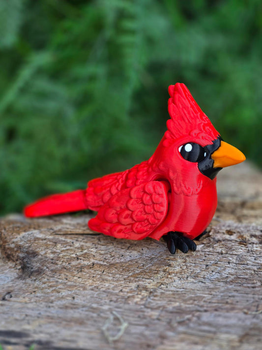 Articulated Cardinal Bird Figurine
