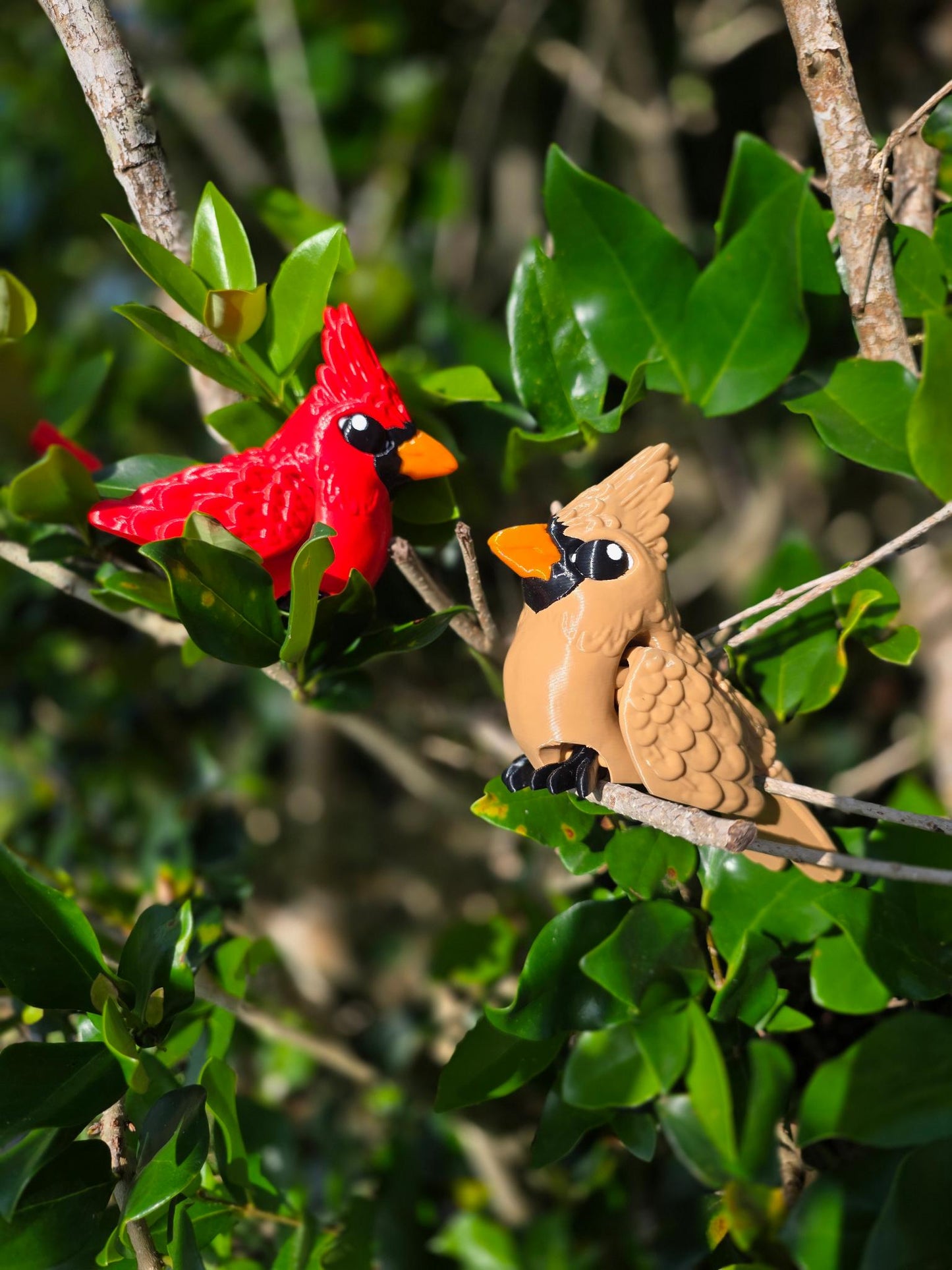 Articulated Cardinal Bird Figurine